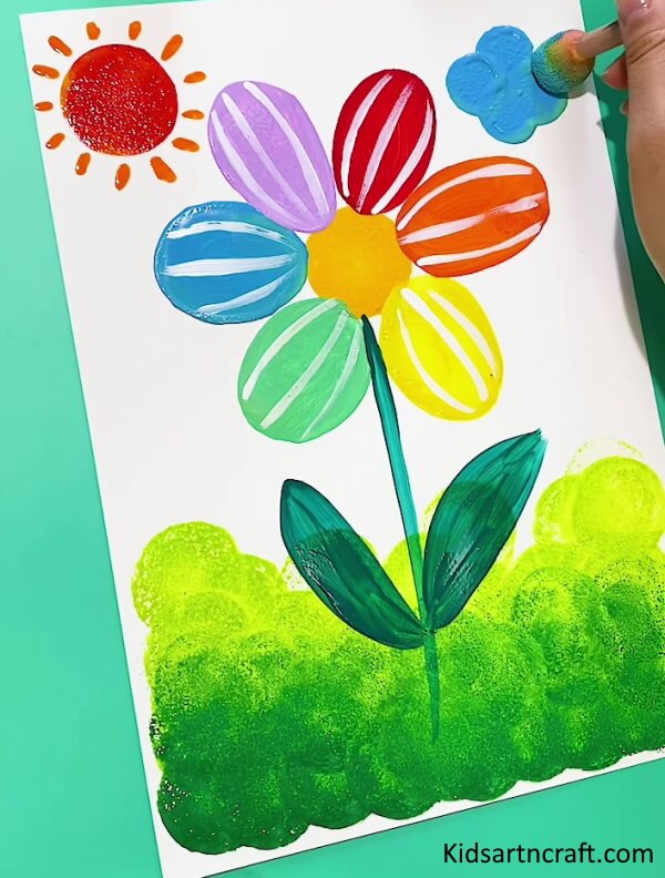 Homemade Painting Art Of Rainbow Flower Craft Idea For Kids