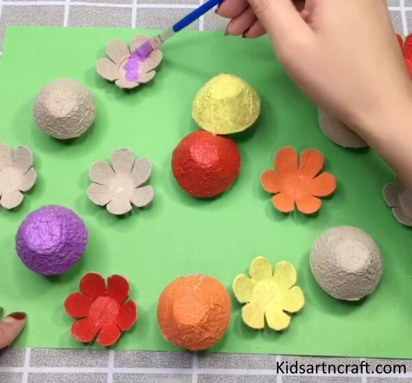 Acrylic Paint Is Used To Make Colorful Flower & Mushroom Craft Idea For Kids