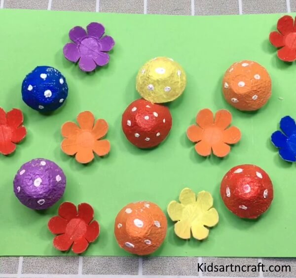 Handmade Recycled Egg Tray To Make Beautiful Flower & Mushroom Craft Idea For Kids