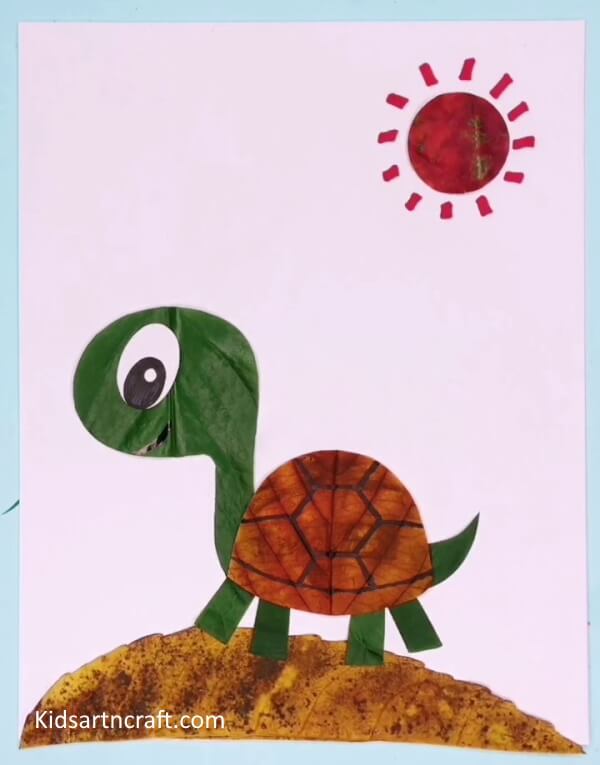 Reuse Turtle Craft With Sun Using Leaves