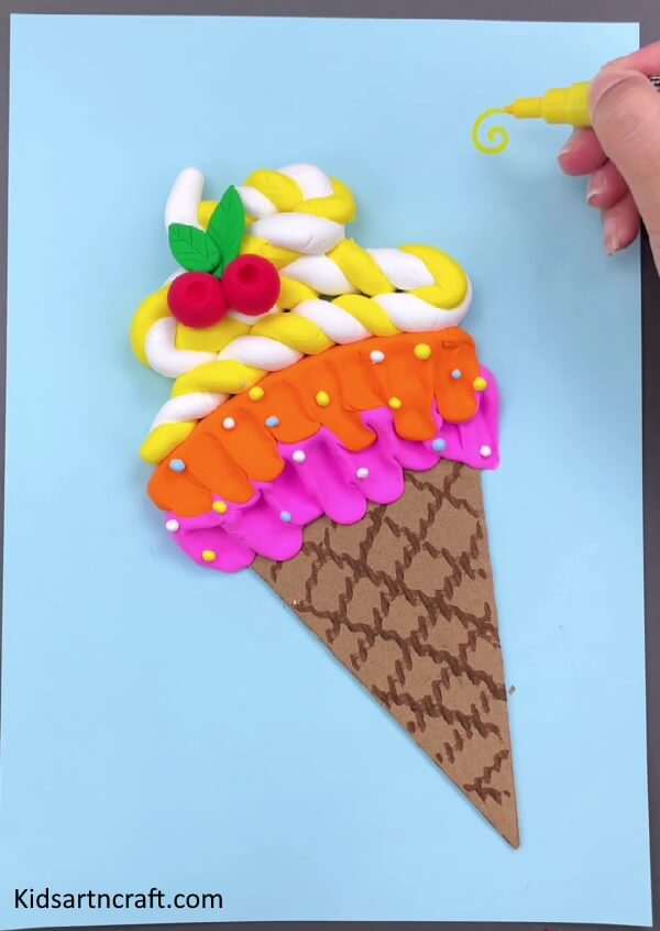 Easy & Cool Art Of Making Clay Ice-Cream Craft Idea For Kids Using On Paper
