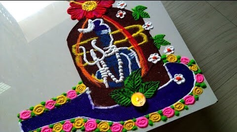 Unique & Amazing Rangoli Craft  Idea With Flowers