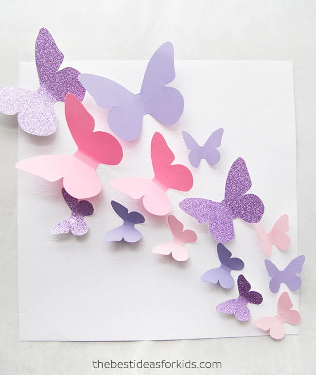Adorable Butterfly Template Craft Using Cardstock & Glitter Paper