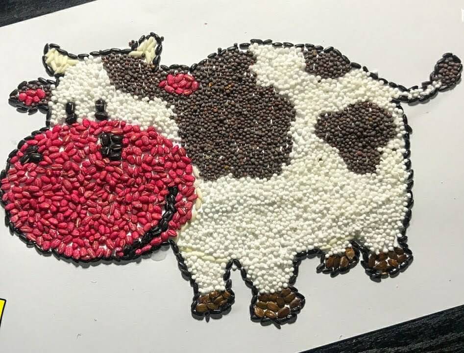 Adorable Cow Craft Tutorial Using Seeds Animal Arts With Seeds &amp; Pulse Creative projects with farm animals for 3 year olds