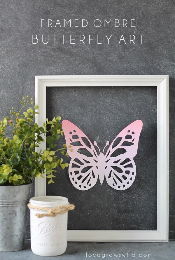 Adorable Framed Ombre Butterfly Silhouette Craft Idea For Wall ArtSimple silhouette butterfly art and craft ideas