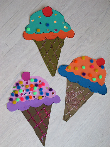 Adorable Ice-cream Cones Cutout Craft For KidsCut out art projects for Kids