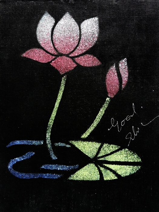 Adorable Lotus Painting Drawing For Kids Using Spray Brush