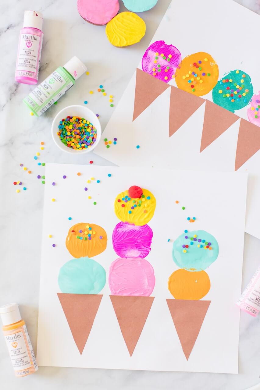 Adorable Potato Stamp Ice Cream Cone Art Activity For Kids