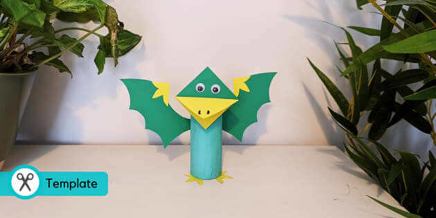 Adorable Pterodactyl Dinosaur Made With Toilet Roll Tube & Colorful Card