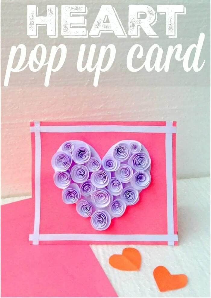 Adorable Purple Heart Design Pop Up Card Made Out Of Paper Purple Heart Craft Ideas
