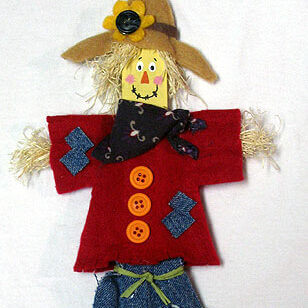 Adorable Scarecrow Art & Craft Project With Paint Stick Button Art &amp; Craft Ideas For Kids