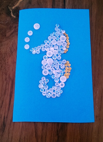 Adorable Seahorse Button Art Idea For Kids Button Art &amp; Craft Ideas For Kids
