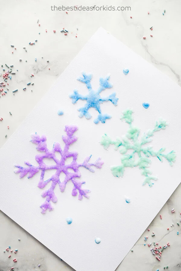 Adorable Snowflakes Art Using Salt For Kids