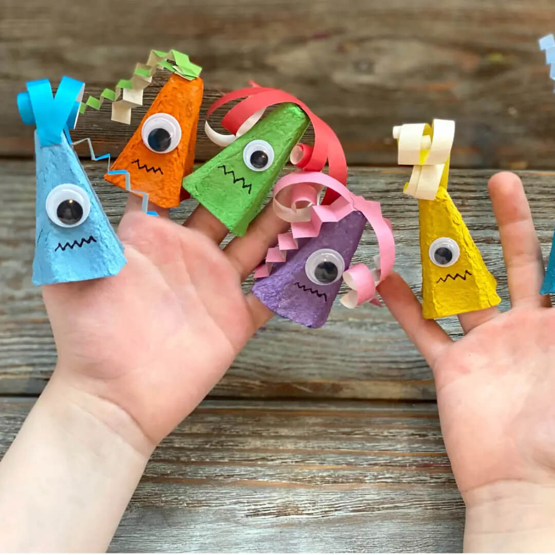 Amazing Alien Finger Puppets Made Out Of Egg Tray