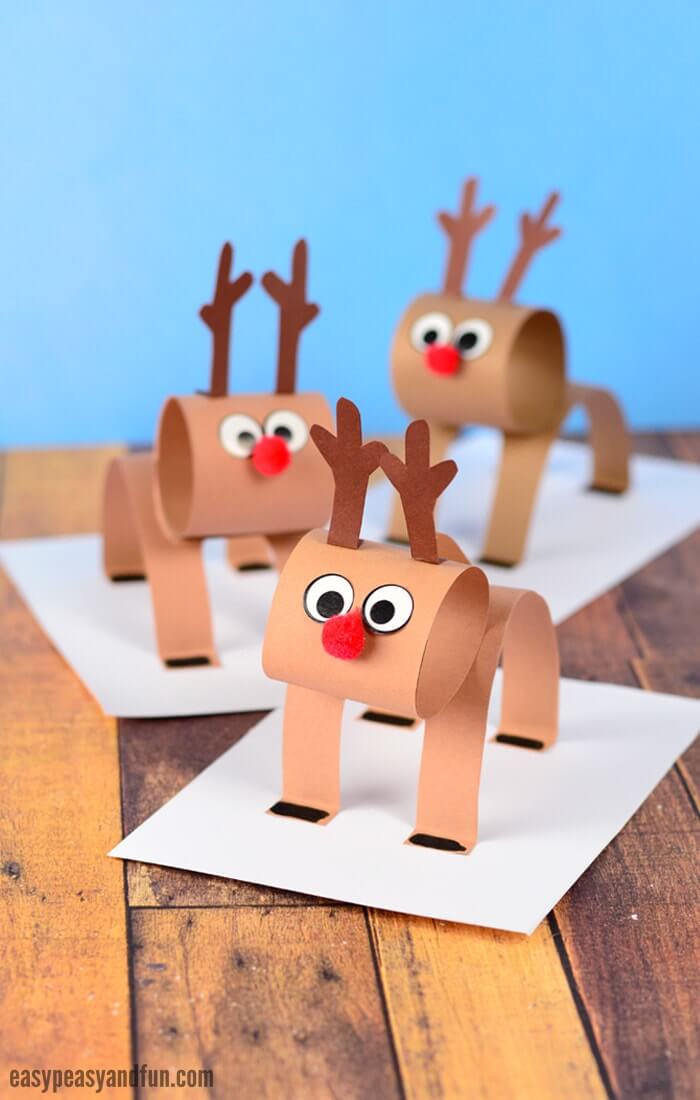 Amazing & Cute Paper Reindeer Christmas Crafts3D Construction Paper Craft Ideas 