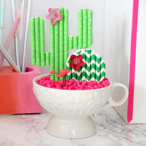 Amazing Cactus Decoration Using Paper Straws