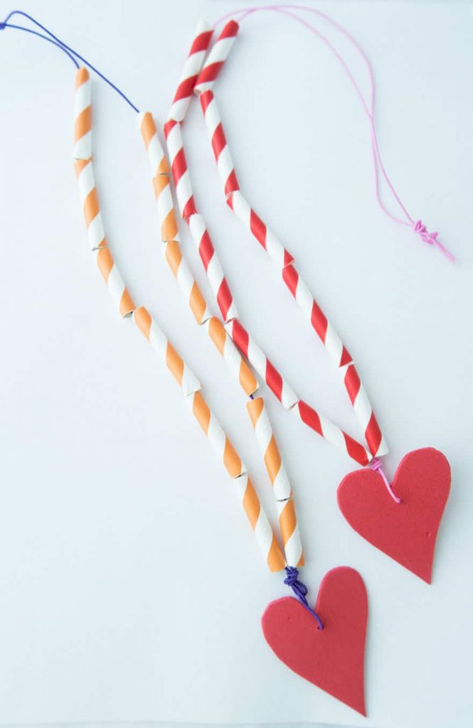Amazing Heart Necklace Of Straws Craft for Valentine’s Day Fun To Make Paper Straw Crafts