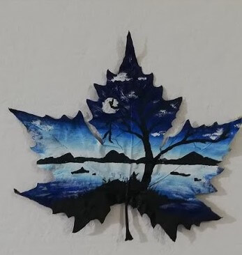 Amazing Night Impression Leaf Painting Acrylic