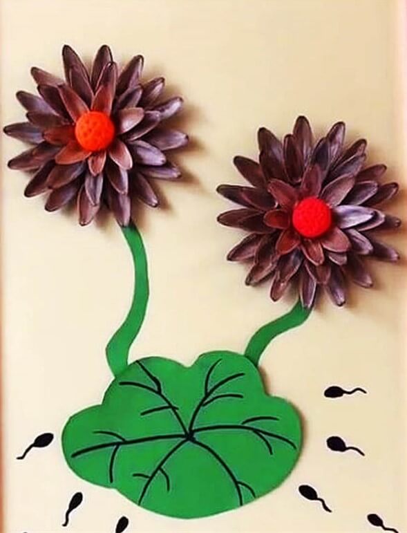 Amazing Paper Sunflower Seed Crafts Using Shells