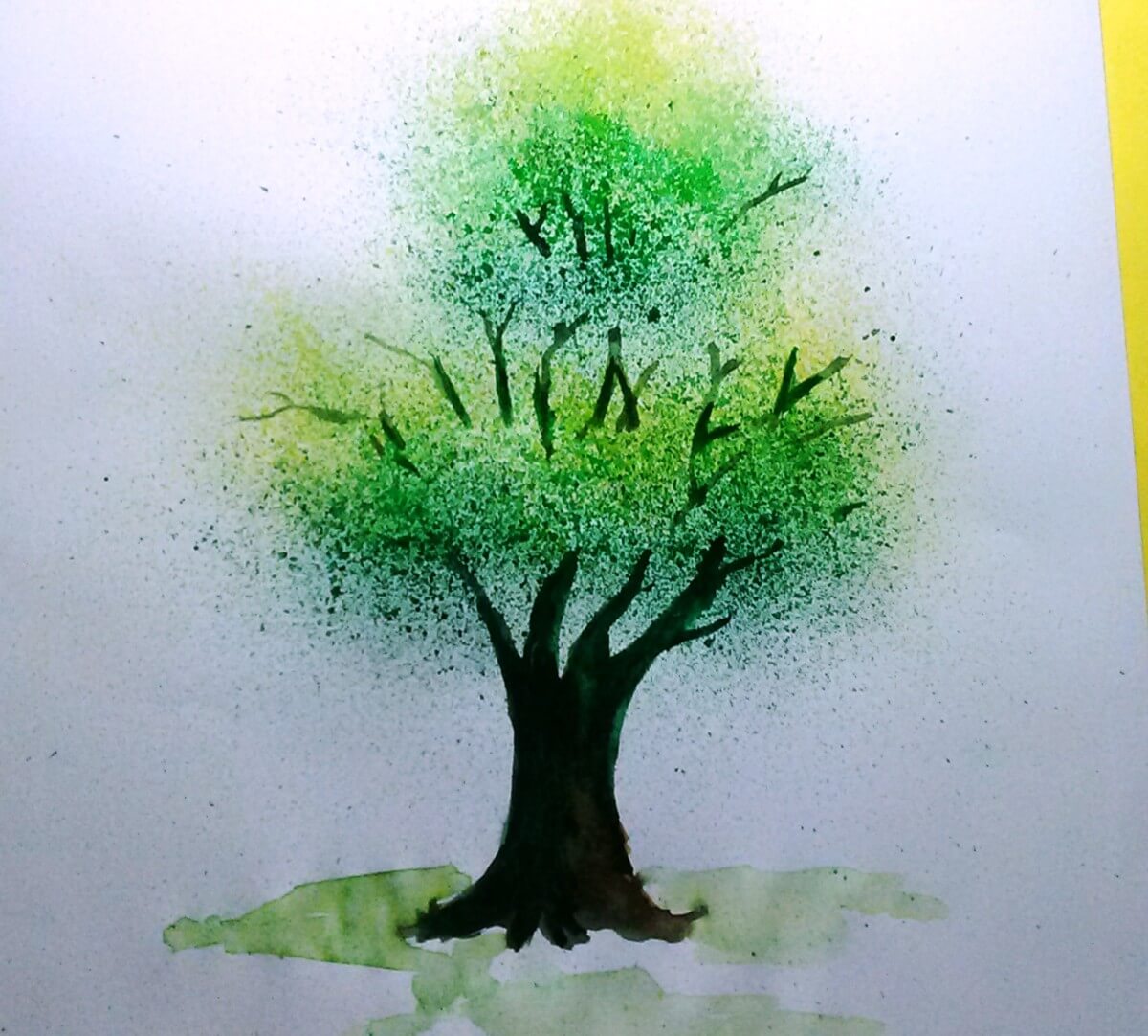 Amazing Tree Craft Using Spray Technique From Toothbrush Easy Spray Painting Art Ideas With Toothbrush