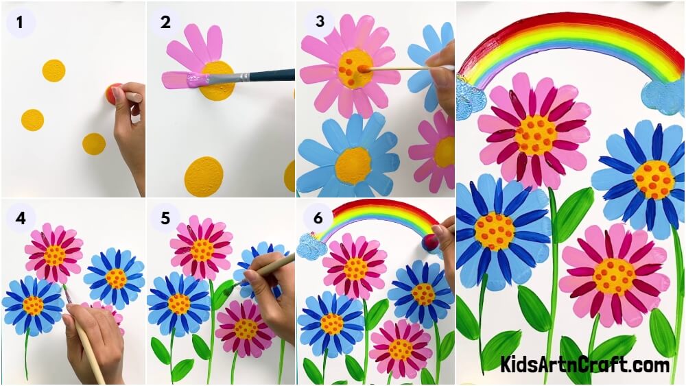 Awesome Rainbow & Flower Painting Art For Kids