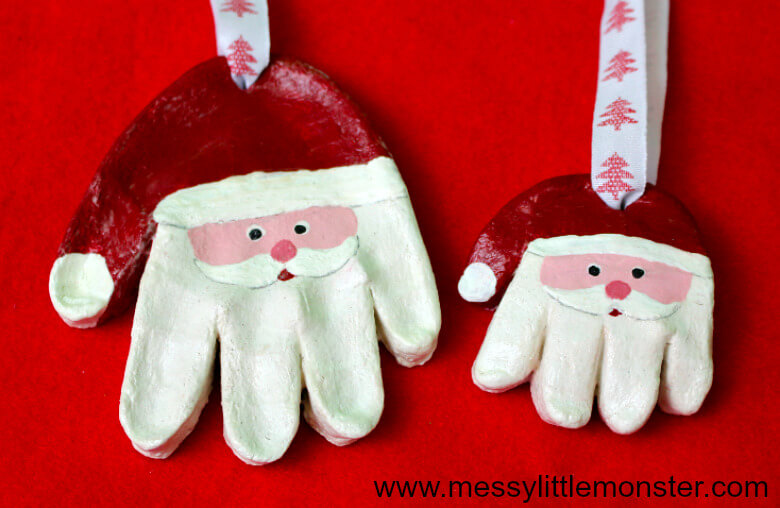 Awesome Salt Dough Fingerprint Santa Ornamental For Christmas Craft