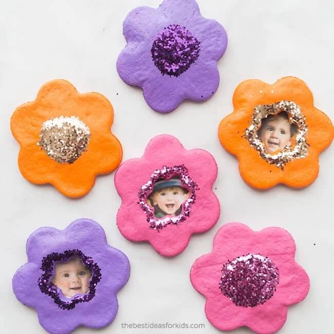 Awesome Salt Dough Flowers Photo Magnets Craft Activity For Kids