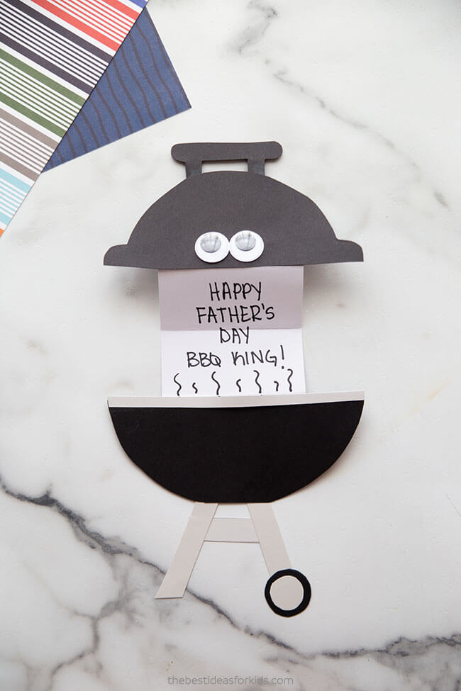 BBQ Father's Day Card Idea Using Cardstock, Googly Eyes & BBQ Template