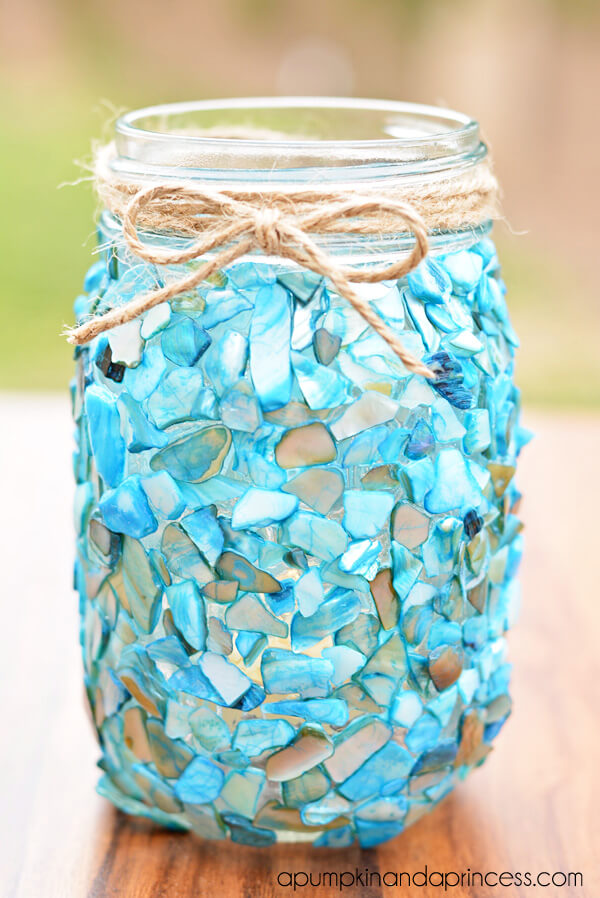 Beach Theme Mason Jar Craft To Make At Home Glass Jar Decoration Ideas with Candles - Easy DIYs