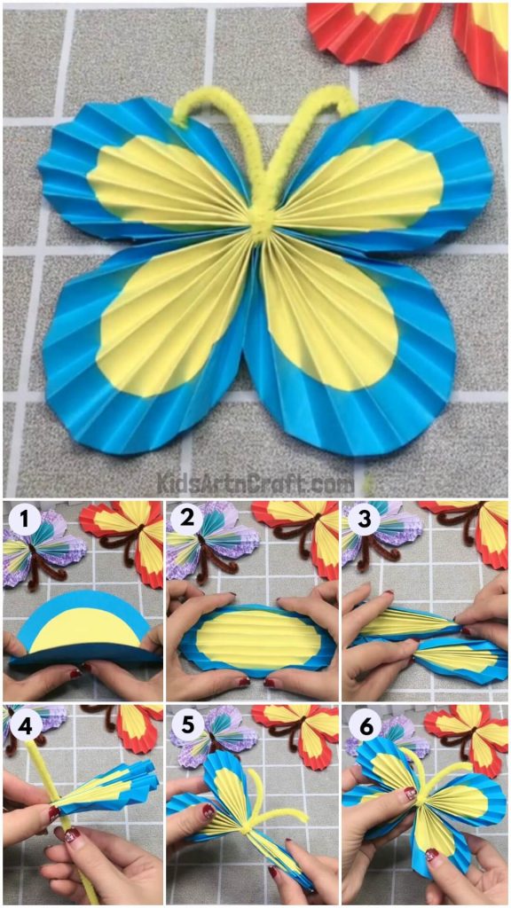 Beautiful Butterfly Craft Using Paper & Pipe Cleaner - Step by Step Instructions