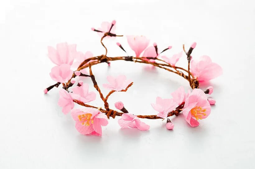 Beautiful Cherry Blossom Paper Flower Crown Ideas