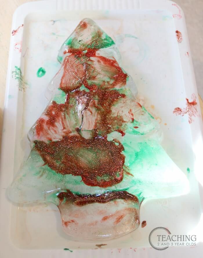Beautiful Christmas Tree Painting Idea On Ice Ice Painting Ideas For Toddlers