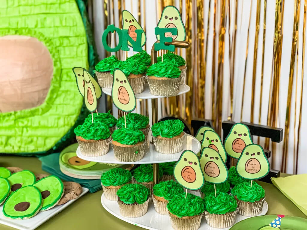Beautiful Cupcake Food Decoration Ideas For Avocado Themed Birthday PartiesFood decoration ideas for birthday Party