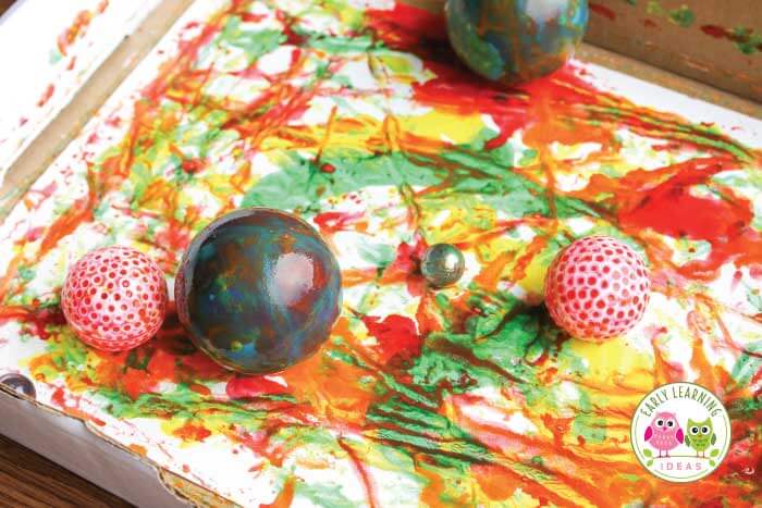 Beautiful DIY Craft Using Colored Paint Balls For Early ChildhoodFun Activity Painting With Balls For Toddlers