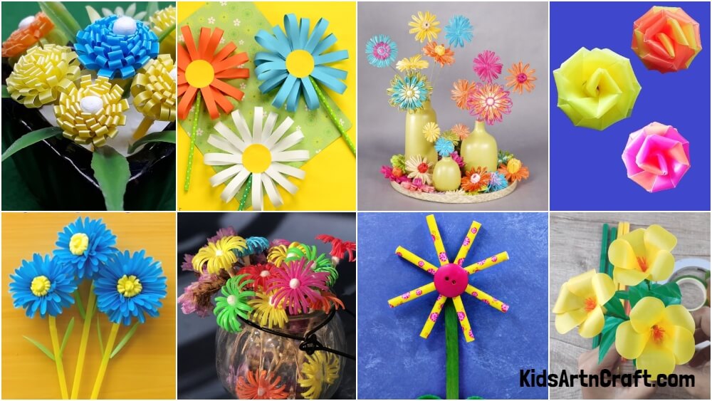 Flowers from waste drinking straws