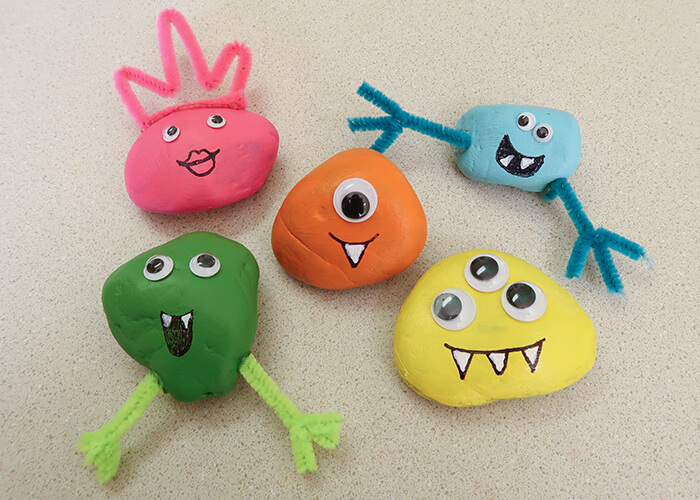 Beautiful Monsters Stone Funny Faces Painting For PreschoolersCute Monster Painted Rock Crafts