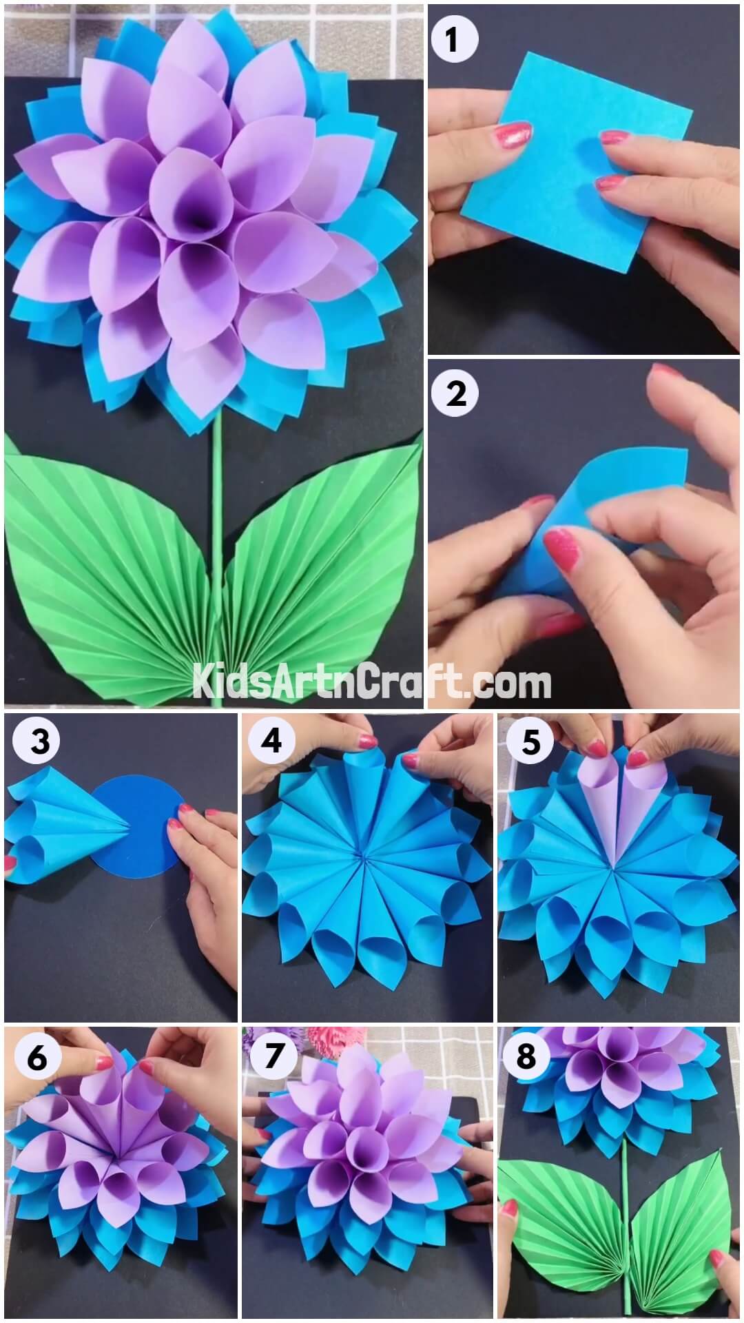 Beautiful Paper Flower Craft For Kids with Step by Step Instructions