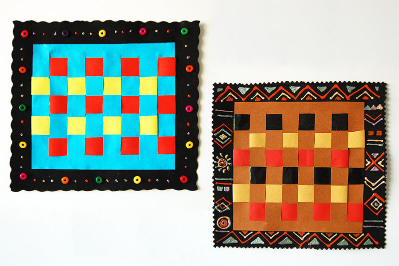 Beautiful Paper Weaving Decoration Craft Project Using Buttons, Ribbons & Colors