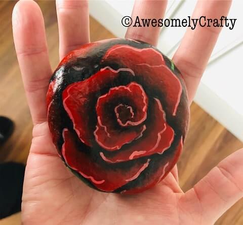Beautiful Rose Design Art and Craft Idea On RockEasy Flower Painted Rock Ideas For Kids