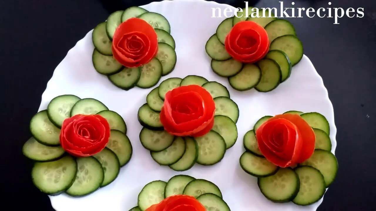 Beautiful Salad Decoration Making In Flower Shape