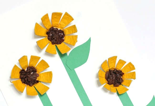 Beautiful Sunflower Egg Carton Crafts For PreschoolersSunflower Art &amp; Crafts With Seeds