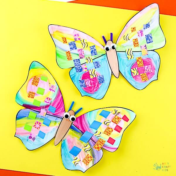 Beautiful Woven Paper Butterfly Craft Activity For Kids