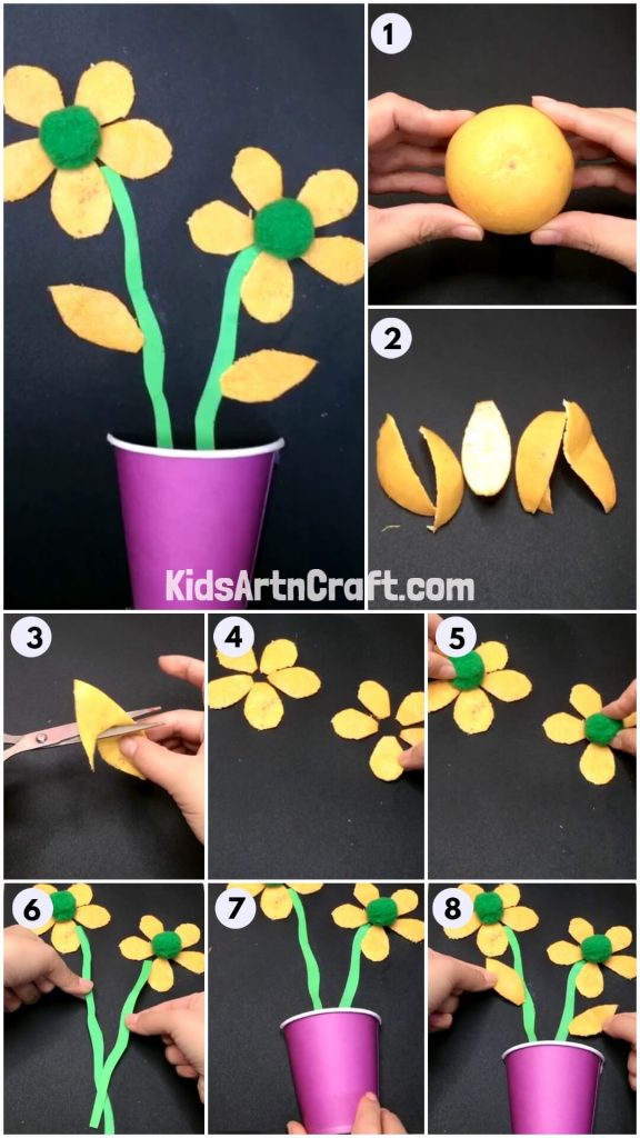 Best of Waste Flower Pot Craft Using Orange Peel & Paper Cup - Step by Step Instructions