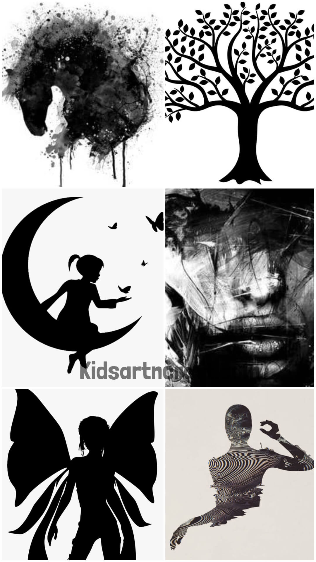 Black and White Silhouette Paintings