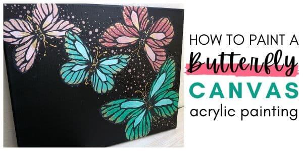 Butterfly Silhouette Painting Art On Canvas Using Acrylic Paint