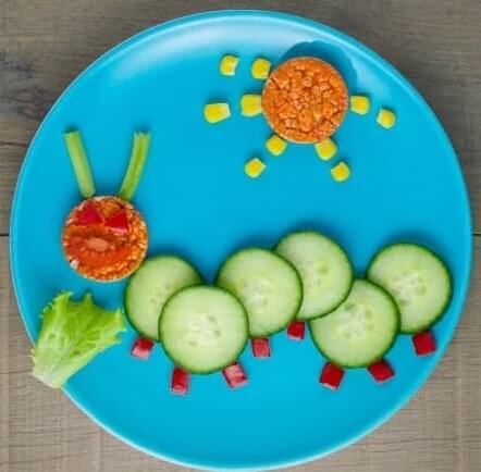 Caterpillar Food Art Plate Decoration Idea For Kids