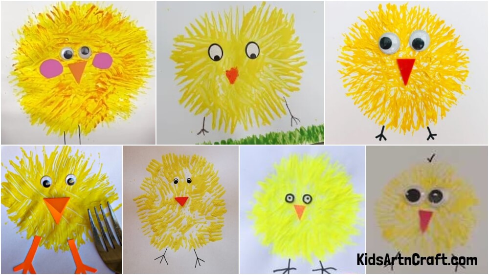 Chick Fork Paintings For Toddlers