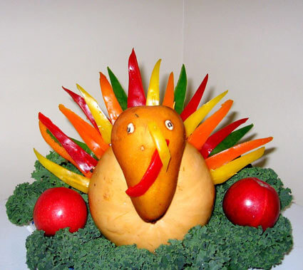 Colorful Vegetable Turkey Centerpiece Decoration Idea At Home