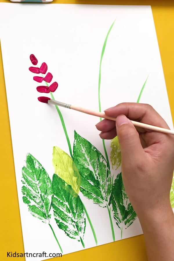 Cool Art Idea To Make A Stems With Paint Brush For Kids