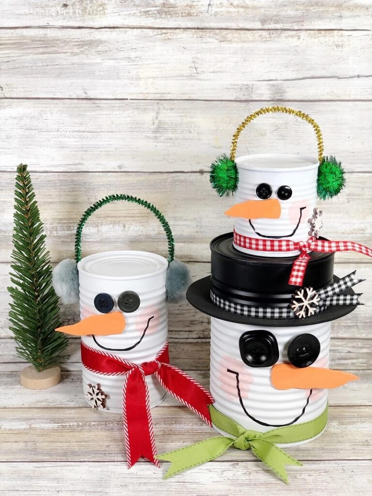 Cool Tin can Snowman Christmas Craft IdeaTin can Crafts for Christmas